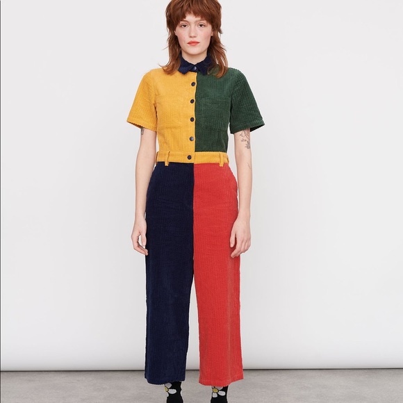 Lazy Oaf Pants - Lazy Oaf Treasure Box Colorblock Corduroy Jumpsuit